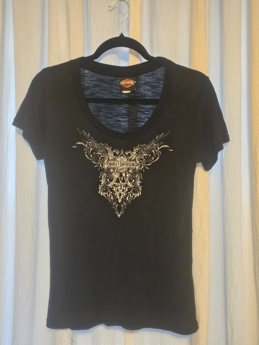 Harley Davidson Women’s M Black Burnout Graphic Tee Horsepower Williamsport PA